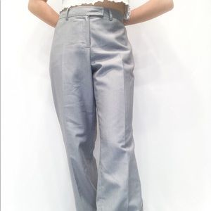 high waisted grey silver trousers